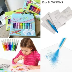 10 Color Spray Art Marker Blowpens with stencil