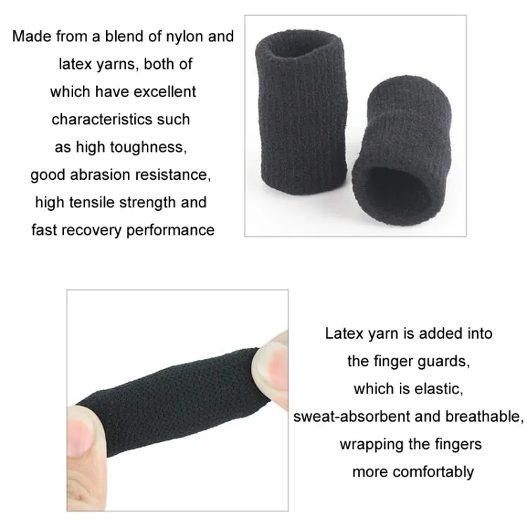 10pcs/set Basketball Riding Finger Sleeves Finger Joint Stretch Knit Sports Protectors, Color: Black