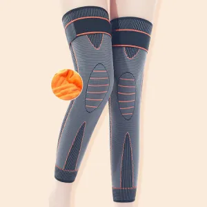 1pair Anti-Slip Compression Straps Keep Warm And Lengthen Knee Pads, Size: XL(Plus Velvet Orange)