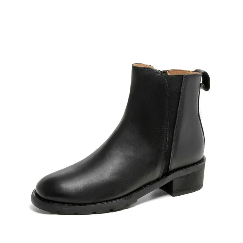 45mm Platform Boots Classic Women's Leather Chelsea Boots in Black/Brown/Apricot