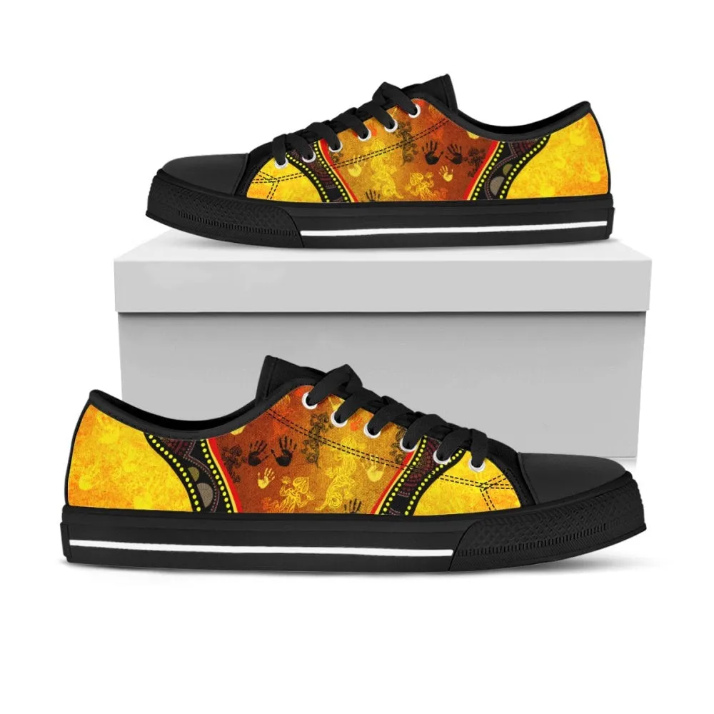 Aboriginal Shoes Rock Golden Style Low Top Shoes, Low Top Sneaker, Low Top Canvas Shoes