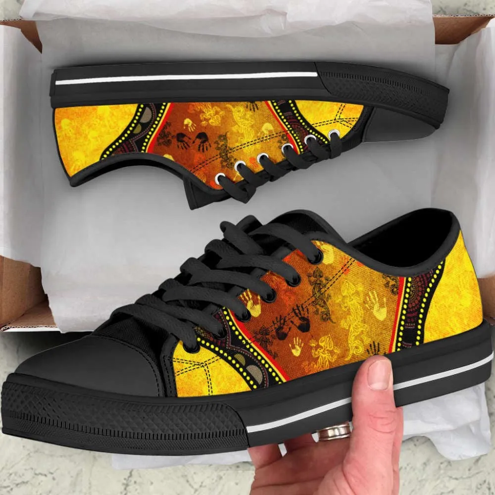 Aboriginal Shoes Rock Golden Style Low Top Shoes, Low Top Sneaker, Low Top Canvas Shoes