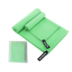 Absorbent Quick Dry Sports Towel Microfiber Bath Towel 40x80cm(Grass Green Waterproof Matte Bag)