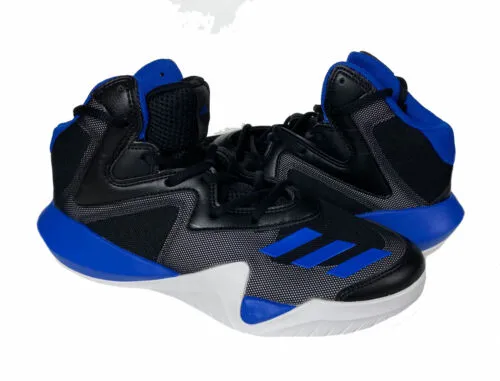 Adidas Kid's Crazy Team High Top Basketball Athletic Shoes Black Blue Size 7