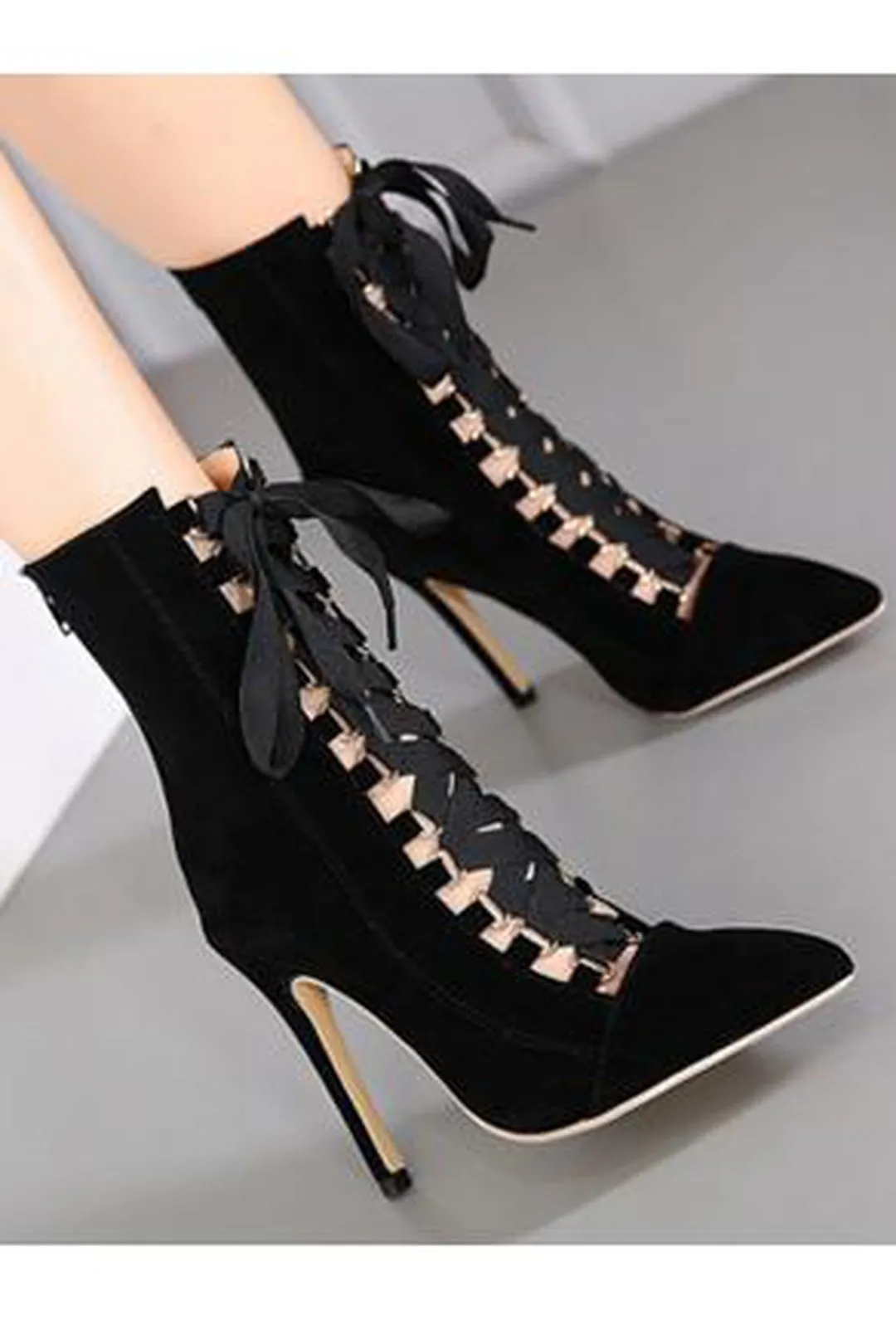 AGUEDA - RIBBON LACE-UP BOOTS