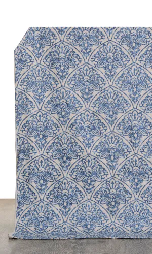 'Aqua Flora' Embroidered Roman Shades (Pale Beige/ Ink Blue)