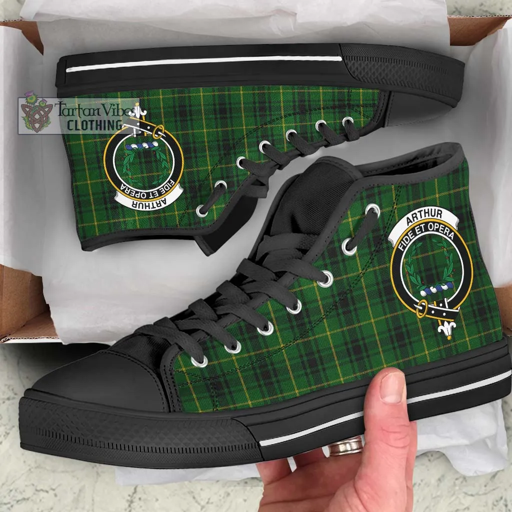 Arthur Tartan High Top Shoes with Family Crest