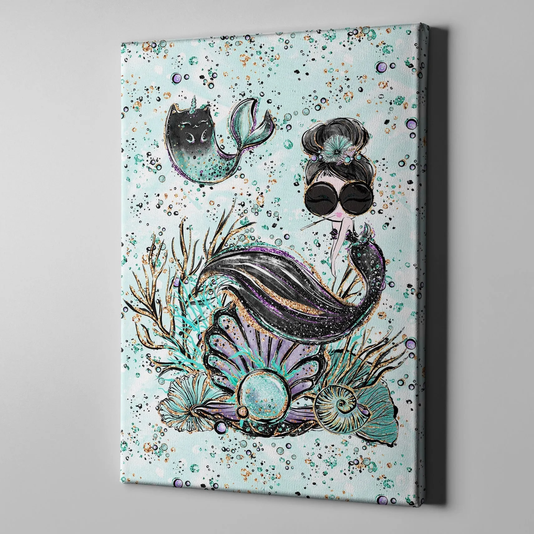 Audrey and Her Caticorn Fashion Gallery Wrapped Canvas