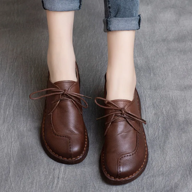 Autumn Handmade Leather Retro Flat Shoes