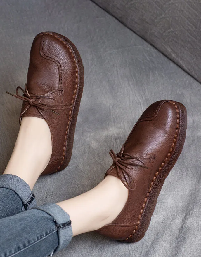 Autumn Handmade Leather Retro Flat Shoes