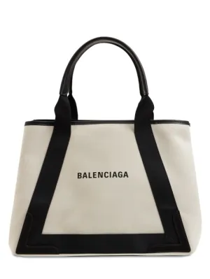 Balenciaga   MD Navy Cabas canvas tote bag 