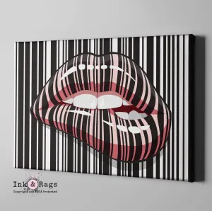 Bar Code Glossy Lips Gallery Wrapped Canvas