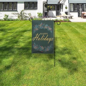 Battery-Operated Lighted Outdoor Banner with Garden Flag Stand - Happy Holidays