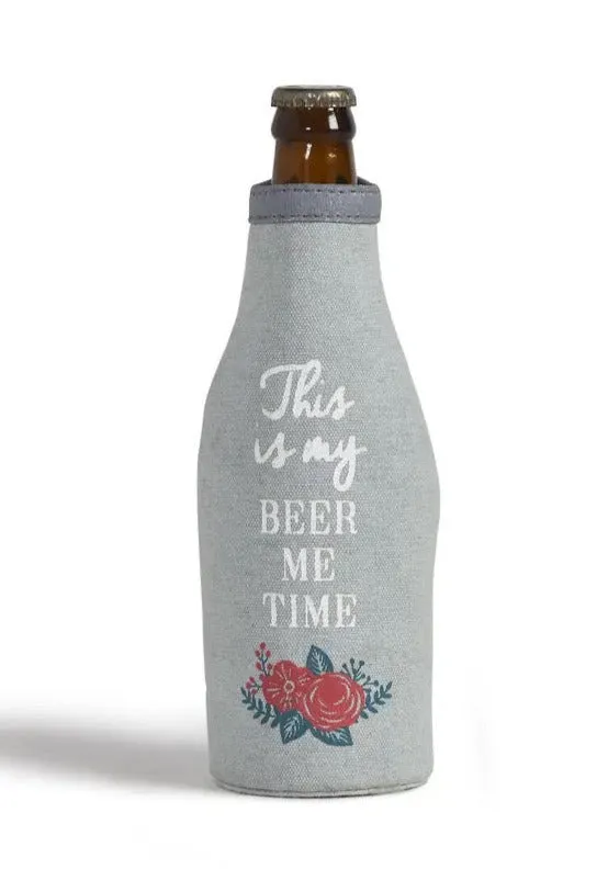 Beer Me Time Canvas Bottle Koozie