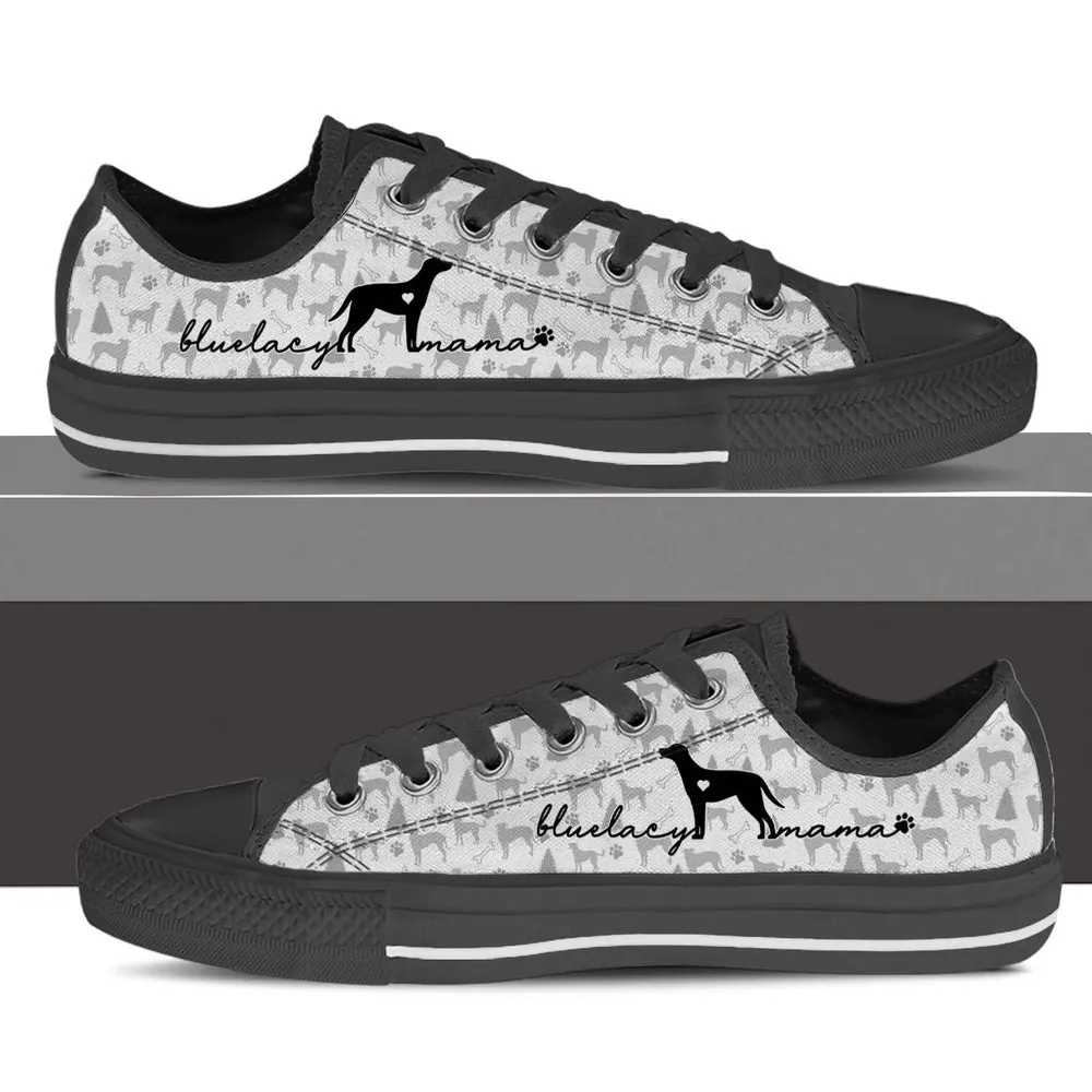 Blue Lacy Low Top Shoes, Dog Printed Shoes, Canvas Shoes For Men, Women