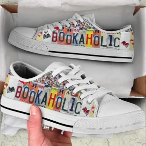 Bookaholic License Plates Low Top Shoes, Canvas Shoes Design, Low Top Sneaker