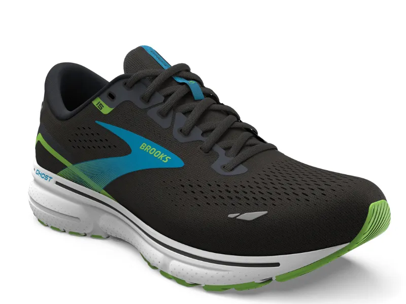 Brooks Ghost 15 Mens Running Shoe (Black/Hawaiian Ocean/Green)