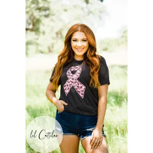 Cancer Ribbon Animal Print Tee