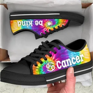 Cancer Zodiac Sign Bekind Tie Dye Canvas Low Top Shoes, Best Canvas Shoes, Low Top Sneaker