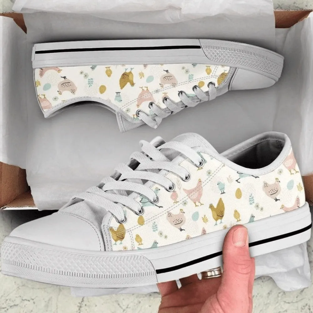 Chickens Easter, Chicken Pattern Low Top Shoes, Animal Print Canvas Shoes, Print On Canvas Shoes