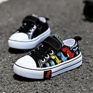 Children Cartoon Canvas Shoes for Boys Girls Casual Low-top Shoes Spring Breathable Non-slip Board Shoes Fashion Kids Sneakers