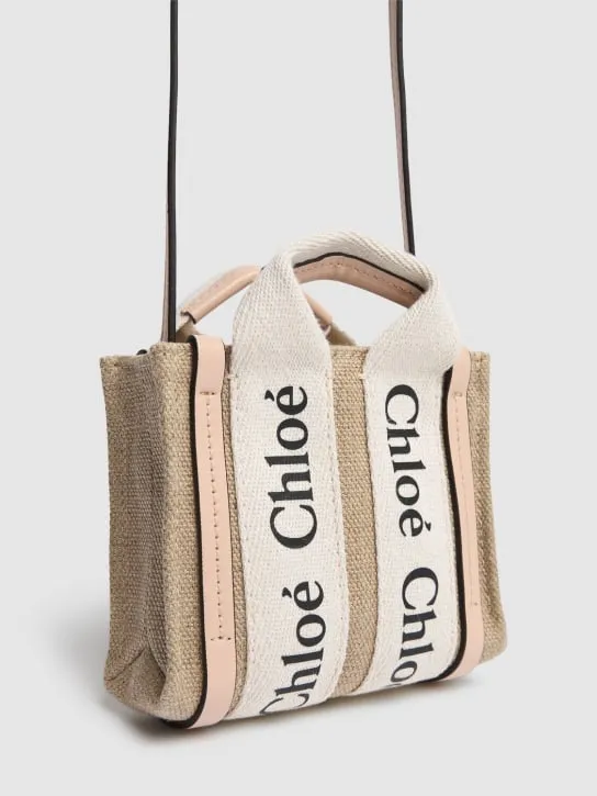 Chloé   Nano Woody canvas top handle bag 