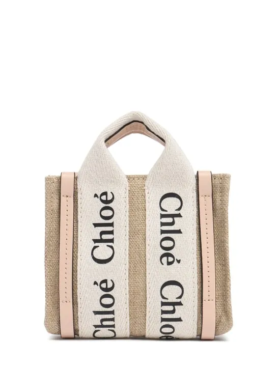 Chloé   Nano Woody canvas top handle bag 