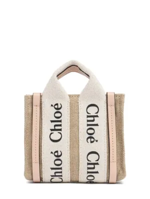 Chloé   Nano Woody canvas top handle bag 