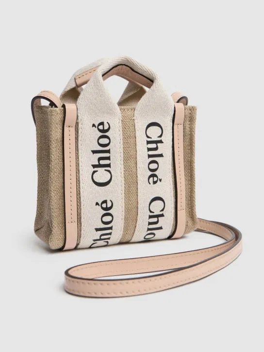 Chloé   Nano Woody canvas top handle bag 