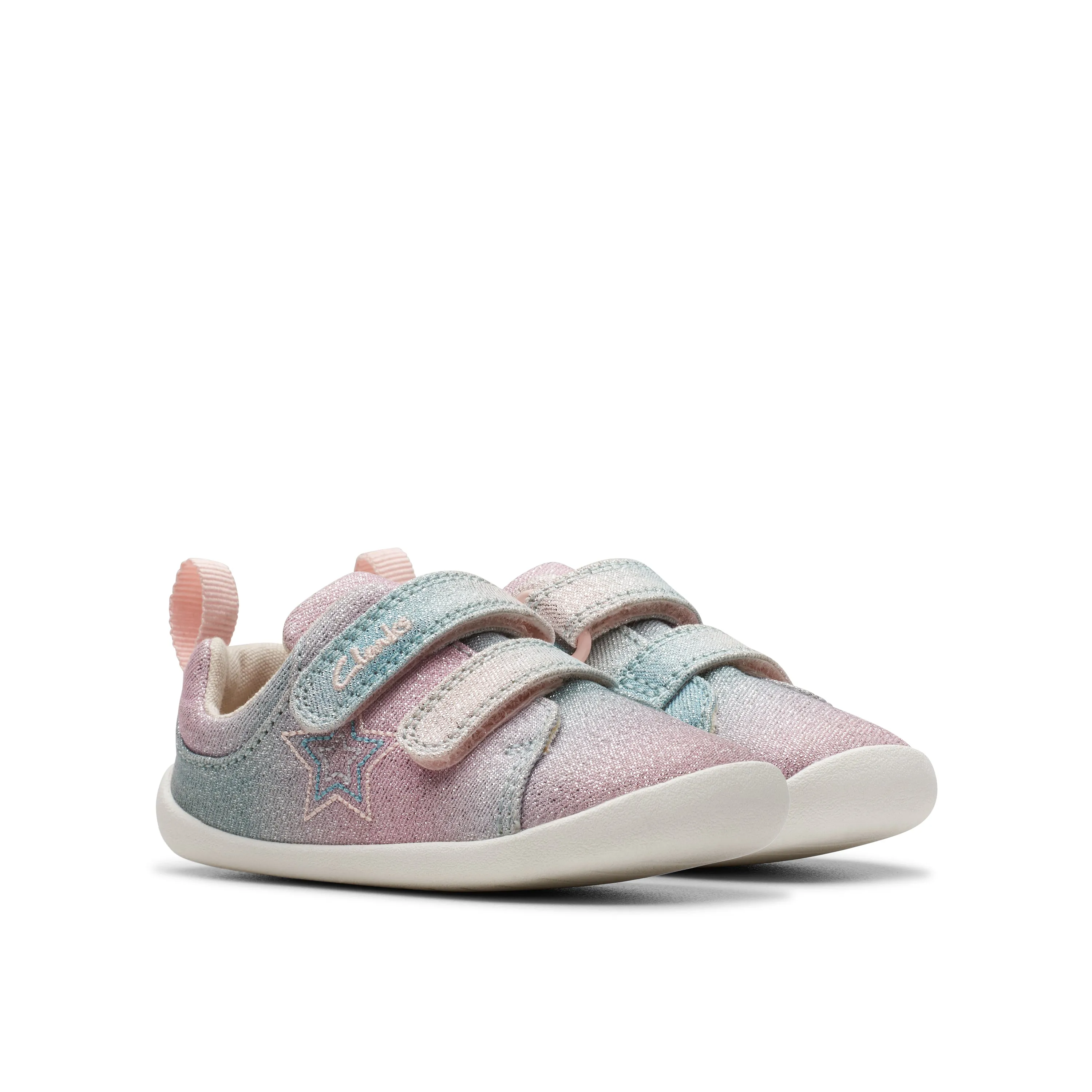 Clarks Raomer Brill T Girls Pastel Canvas Shoe