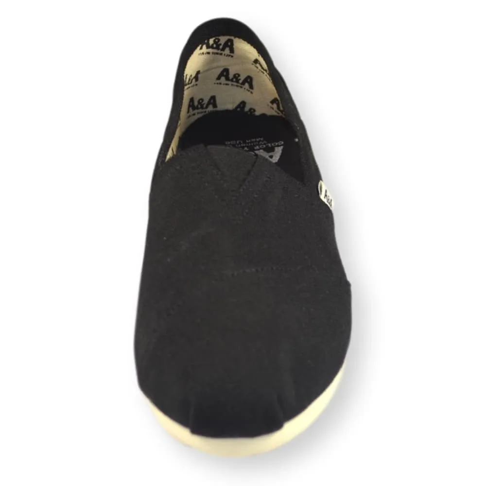 Classic VEGAN Black Canvas Slip On Shoes Alpargatas (Unisex)