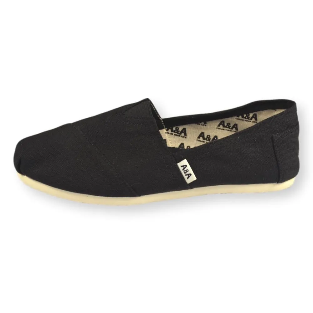 Classic VEGAN Black Canvas Slip On Shoes Alpargatas (Unisex)