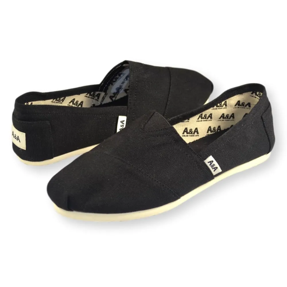 Classic VEGAN Black Canvas Slip On Shoes Alpargatas (Unisex)