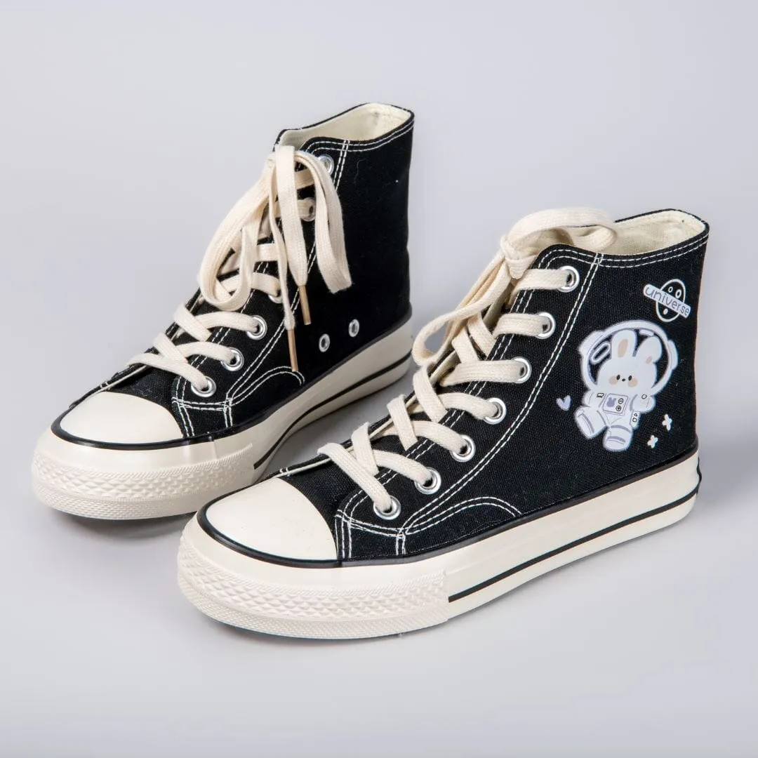 *CLEARANCE* Flying Space Bunny High Top Canvas Shoes - Women's