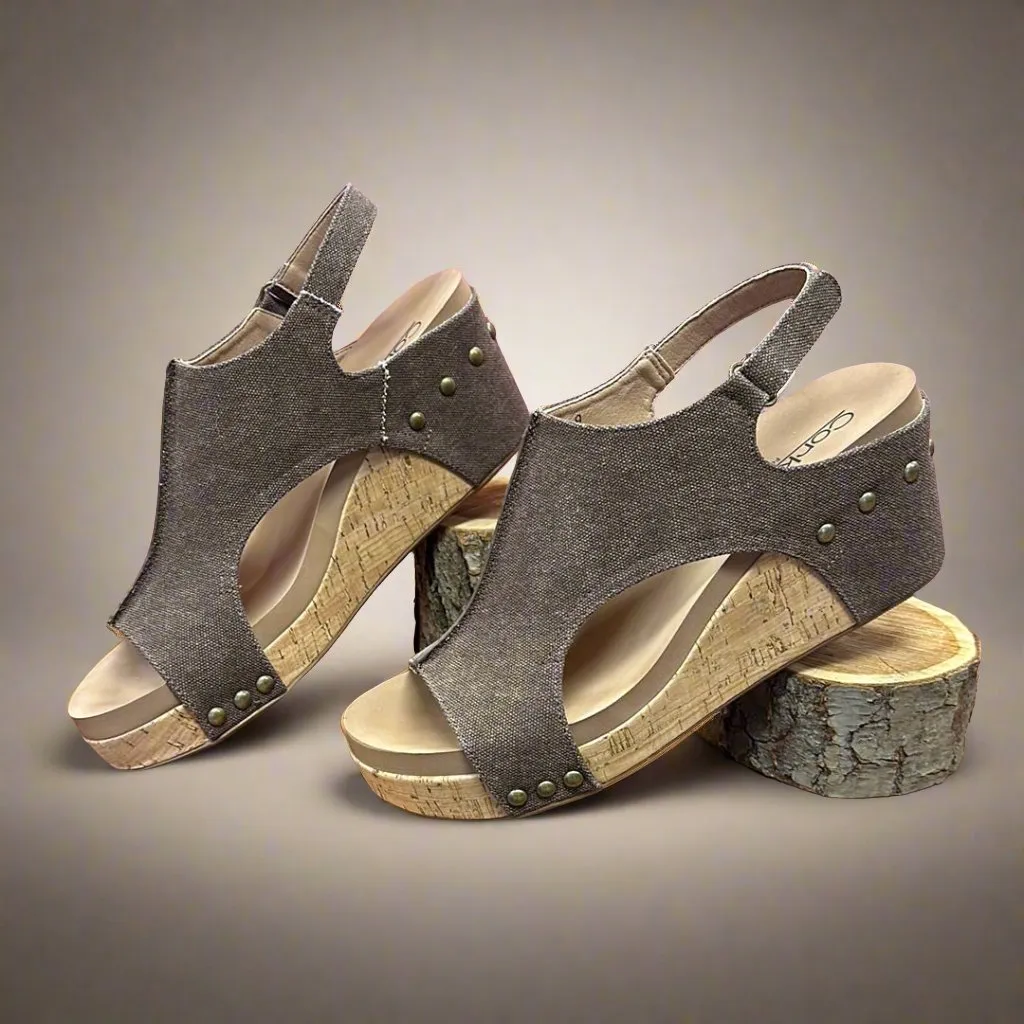 Corkys Carley Brown Canvas Wedge