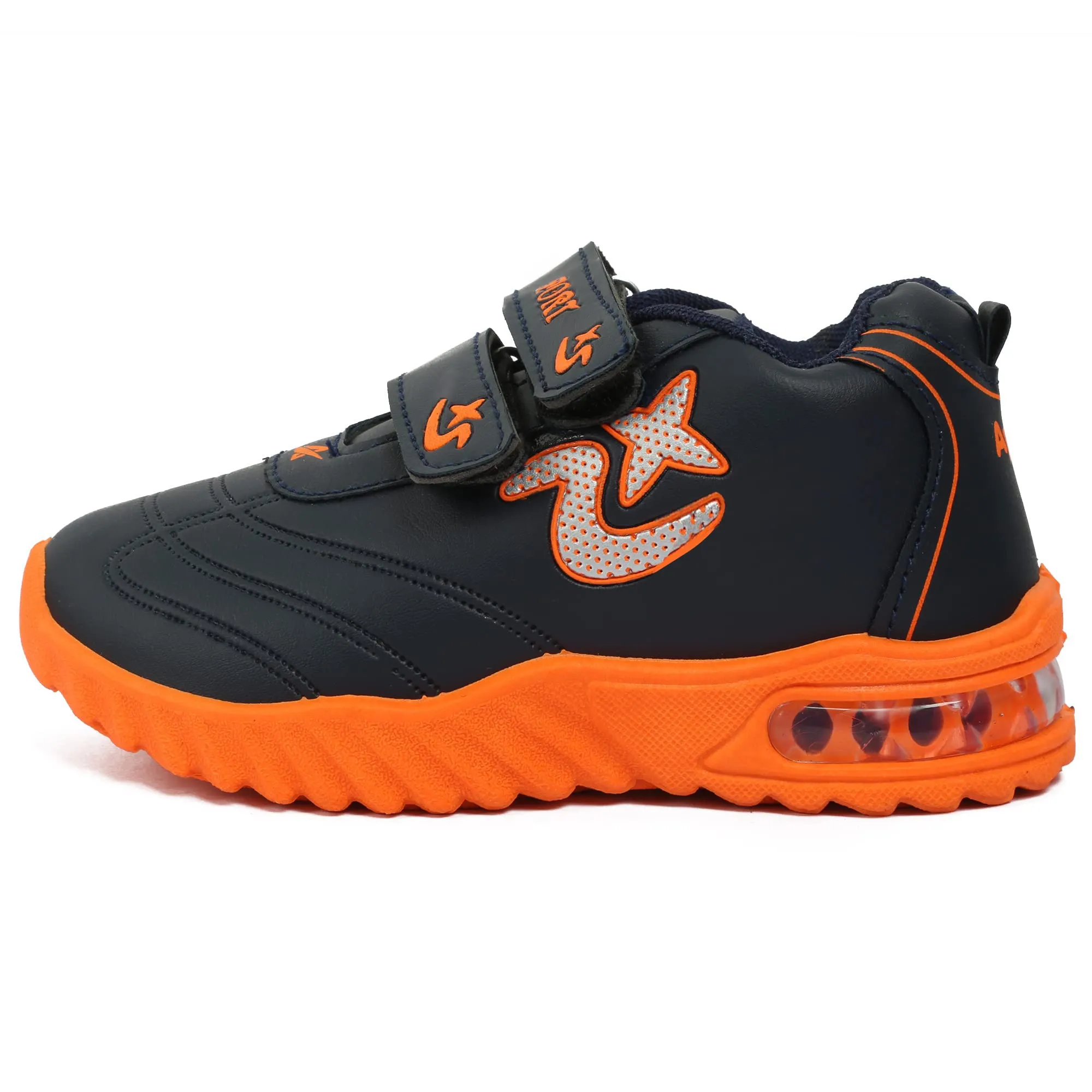 Crester Collection Boys and Girls Stylish Sport, Running Shoe, Outdoor Shoes for Kids Casual LED Shoe for Kids, LED Shoe Velcro for Baby (T101)-NW-PFT101(1)-Orange_4.5-5YR