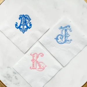 Custom Interlocking Vintage Monogram Wedding Napkins