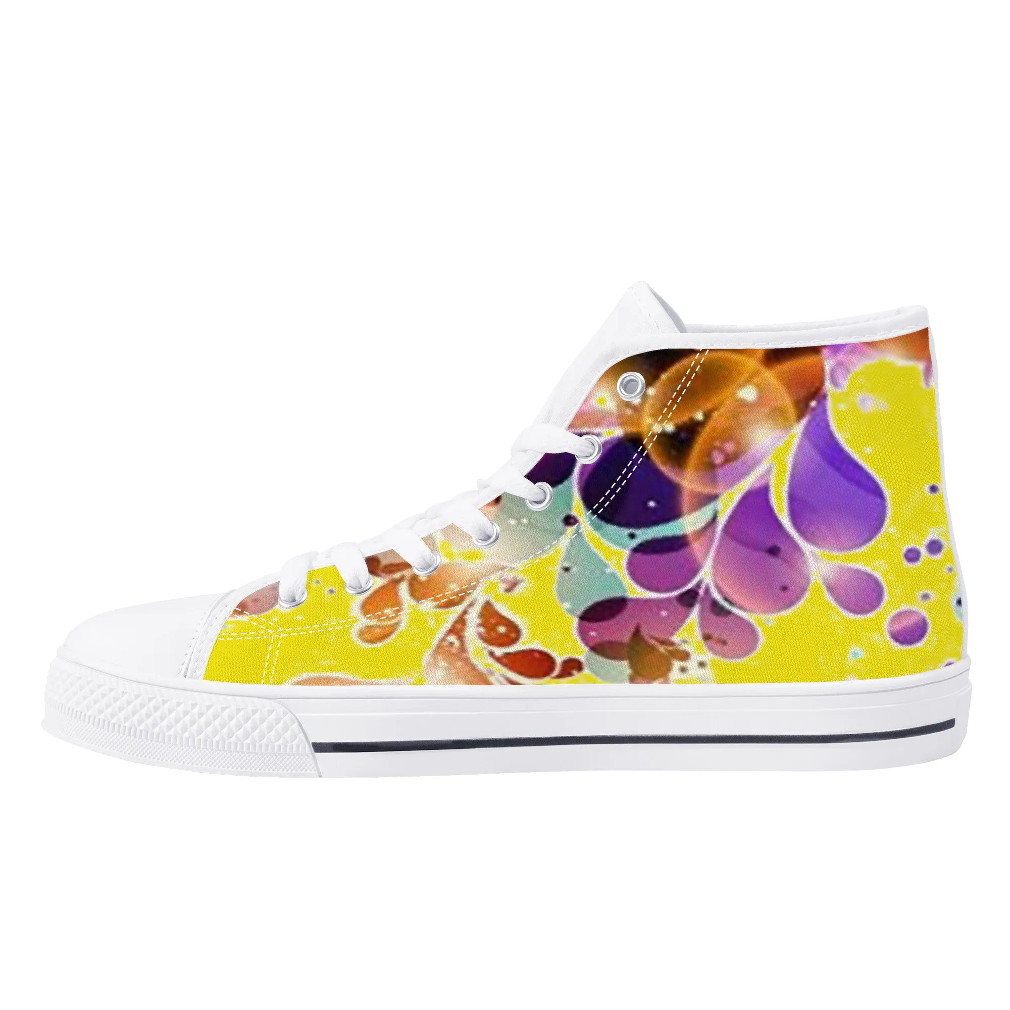 D25 High-Top Canvas Shoes - White  and flower design