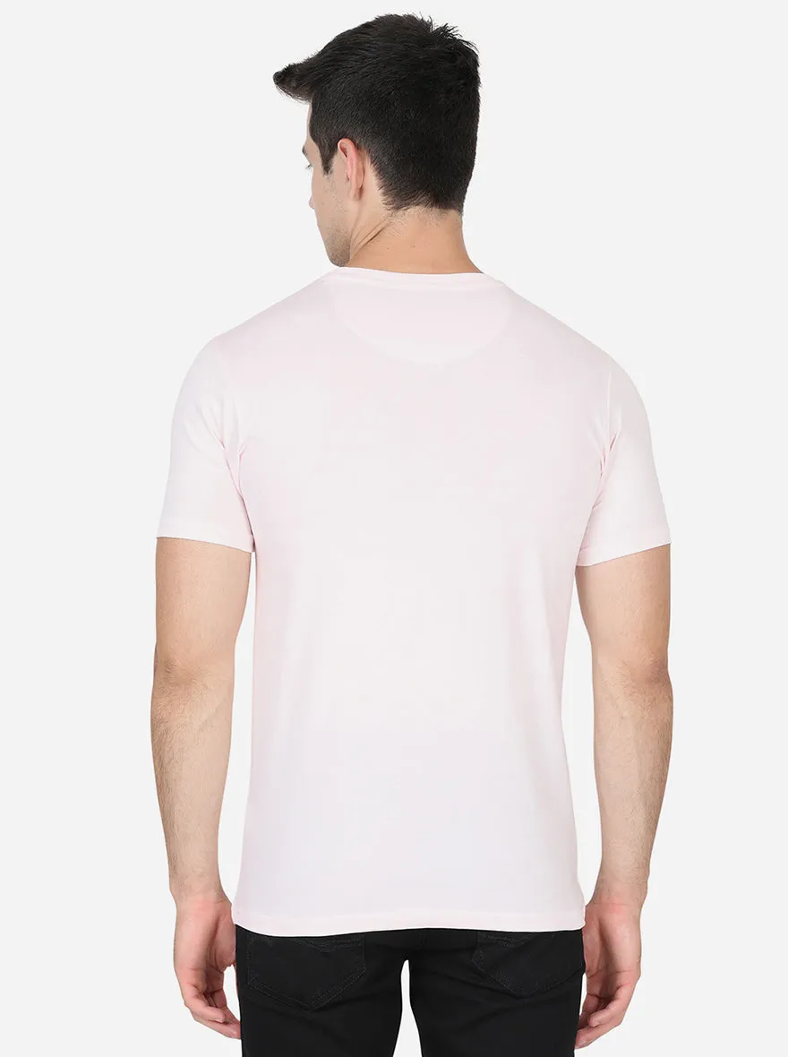 Delicacy Pink Printed Slim Fit T-Shirt | Greenfibre