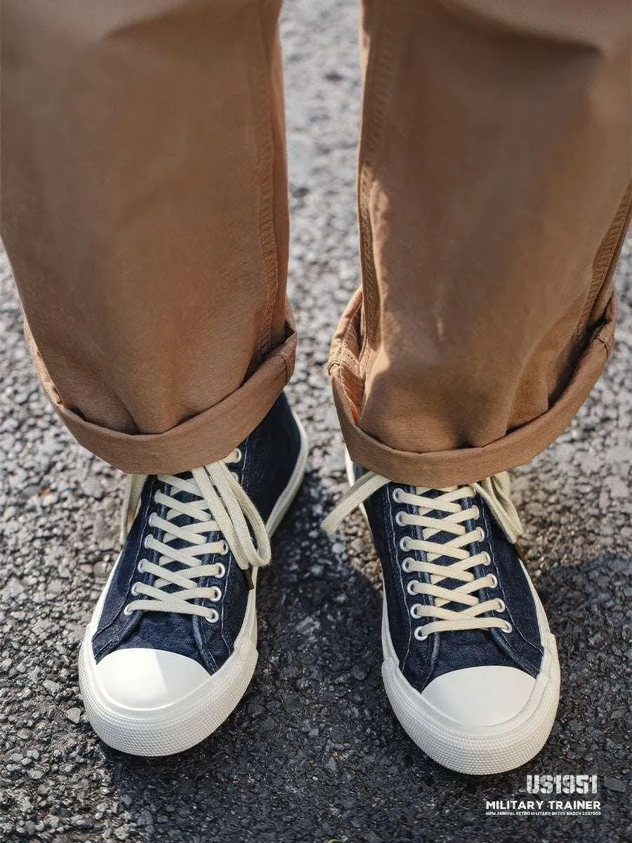 Denim Blue High-top Canvas Shoes