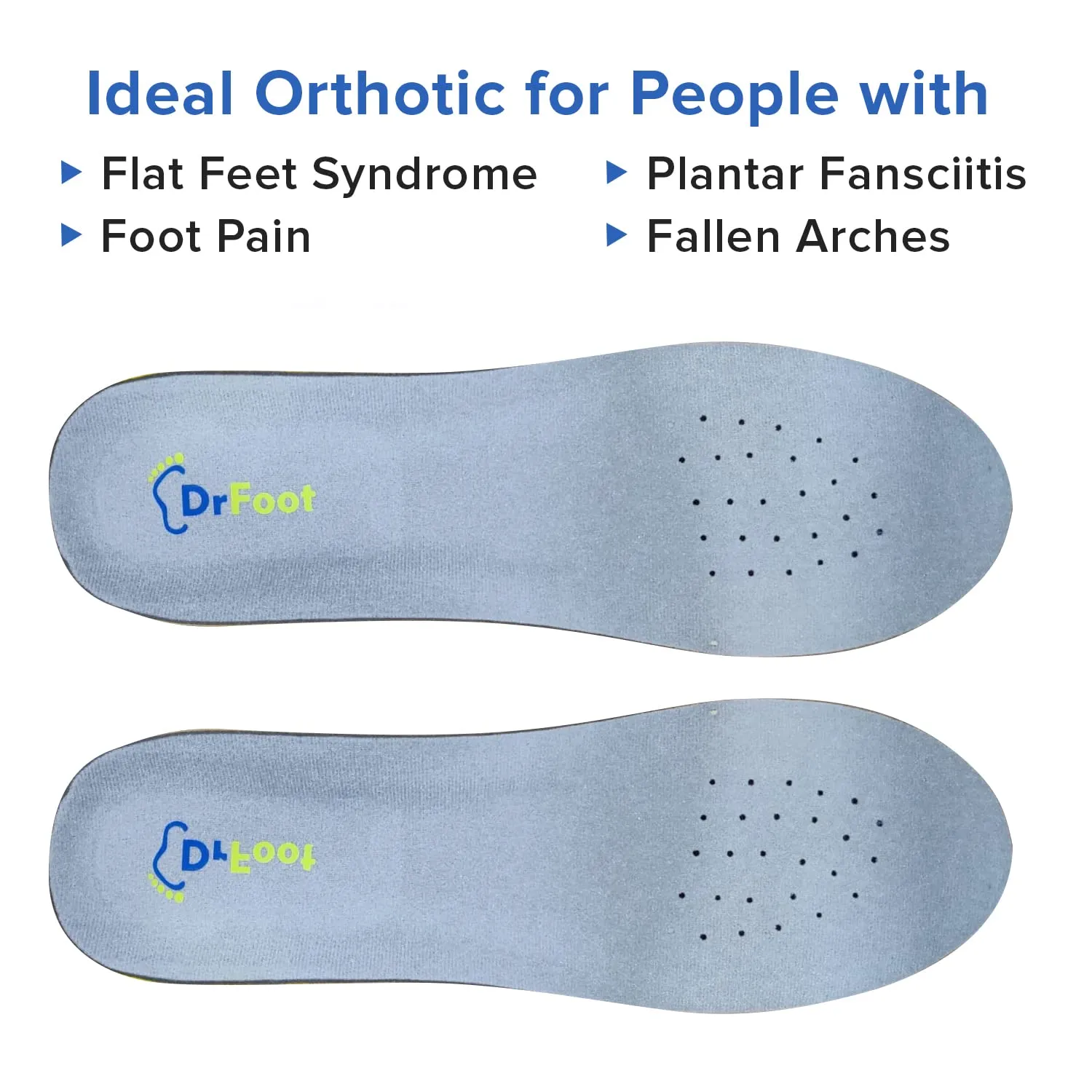 Dr Foot Gel Insoles Pair | For Walking, Running, Sports Shoes | All Day Comfort Shoe Inserts With Dual Gel Technology | For Both Men & Women - 1 Pair (Free Size)