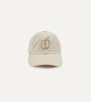 Ecru Chainstitch Apple Emblem Cotton Corduroy Baseball Cap