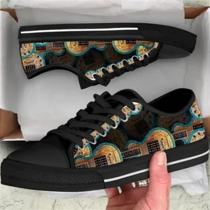 Electric Guitar Pattern Vintage Tie Dye Canvas Low Top Shoes, Low Top Sneaker, Low Top Canvas Shoes