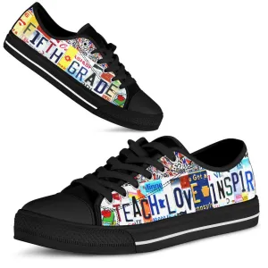 Fifth Grade Inspire License Plates Low Top Shoes, Teacher Shoes, Low Top Sneakers