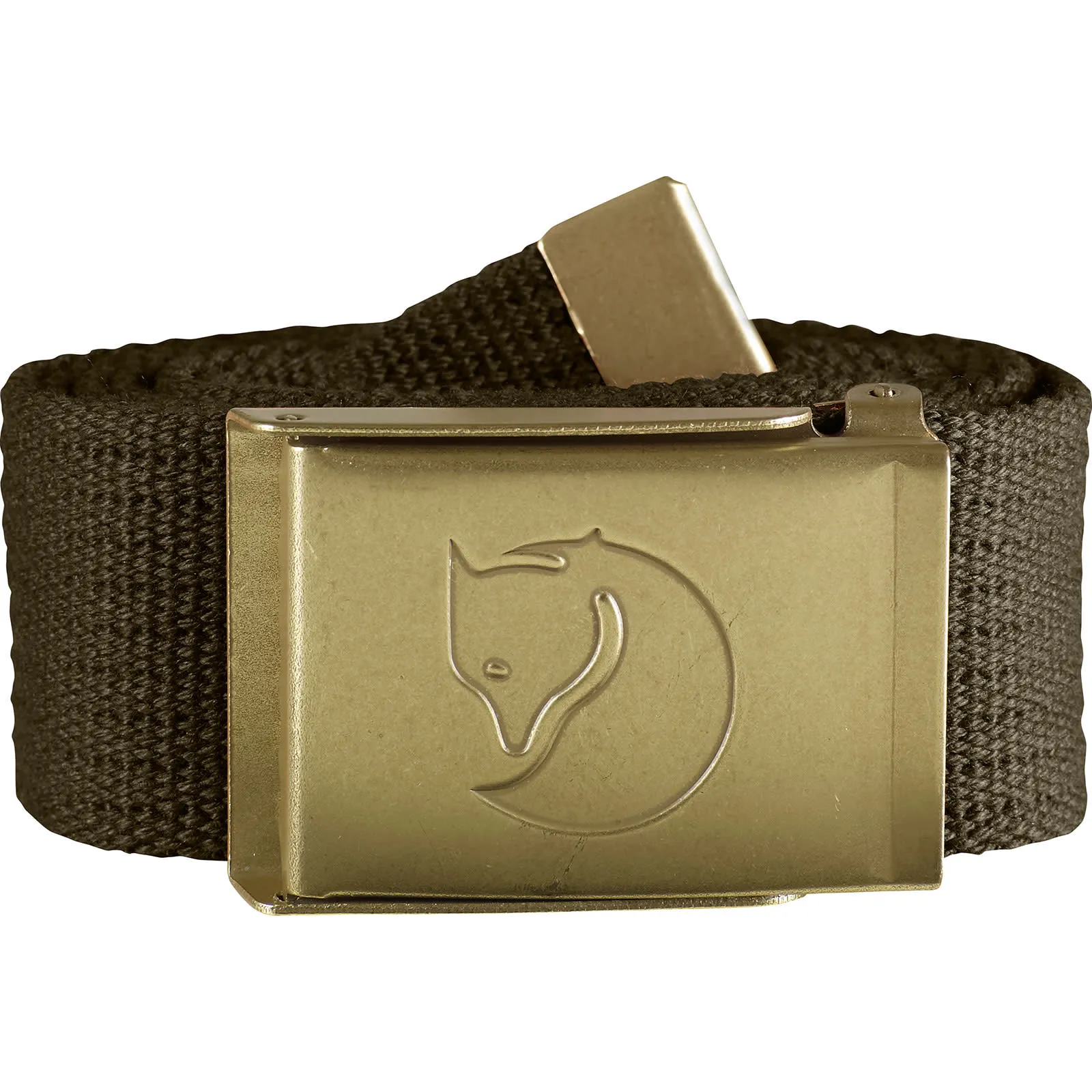 Fjällräven Canvas Brass Belt 4 cm Dark Olive | Buy Fjällräven Canvas Brass Belt 4 cm Dark Olive here | Outnorth