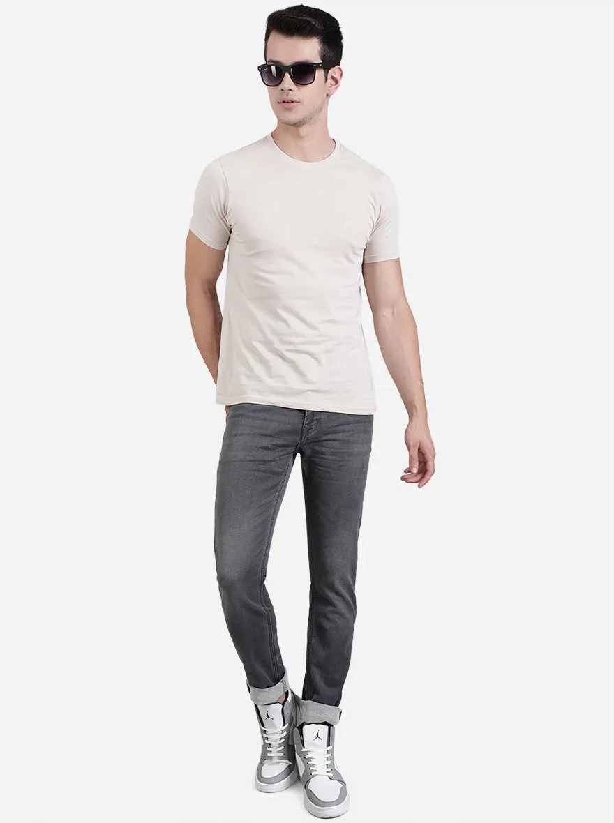 Fog Grey Solid Slim Fit T-Shirt | JadeBlue