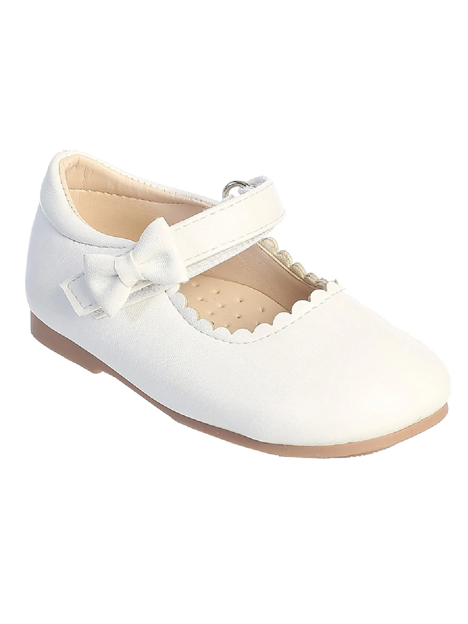 Girls White Matte Scalloped Trim Mary Jane Shoes 1 Baby-8 Toddler