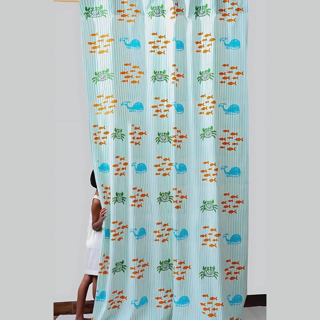 Gudgoodie 100% Cotton Canvas Curtains- Undersea Oasis