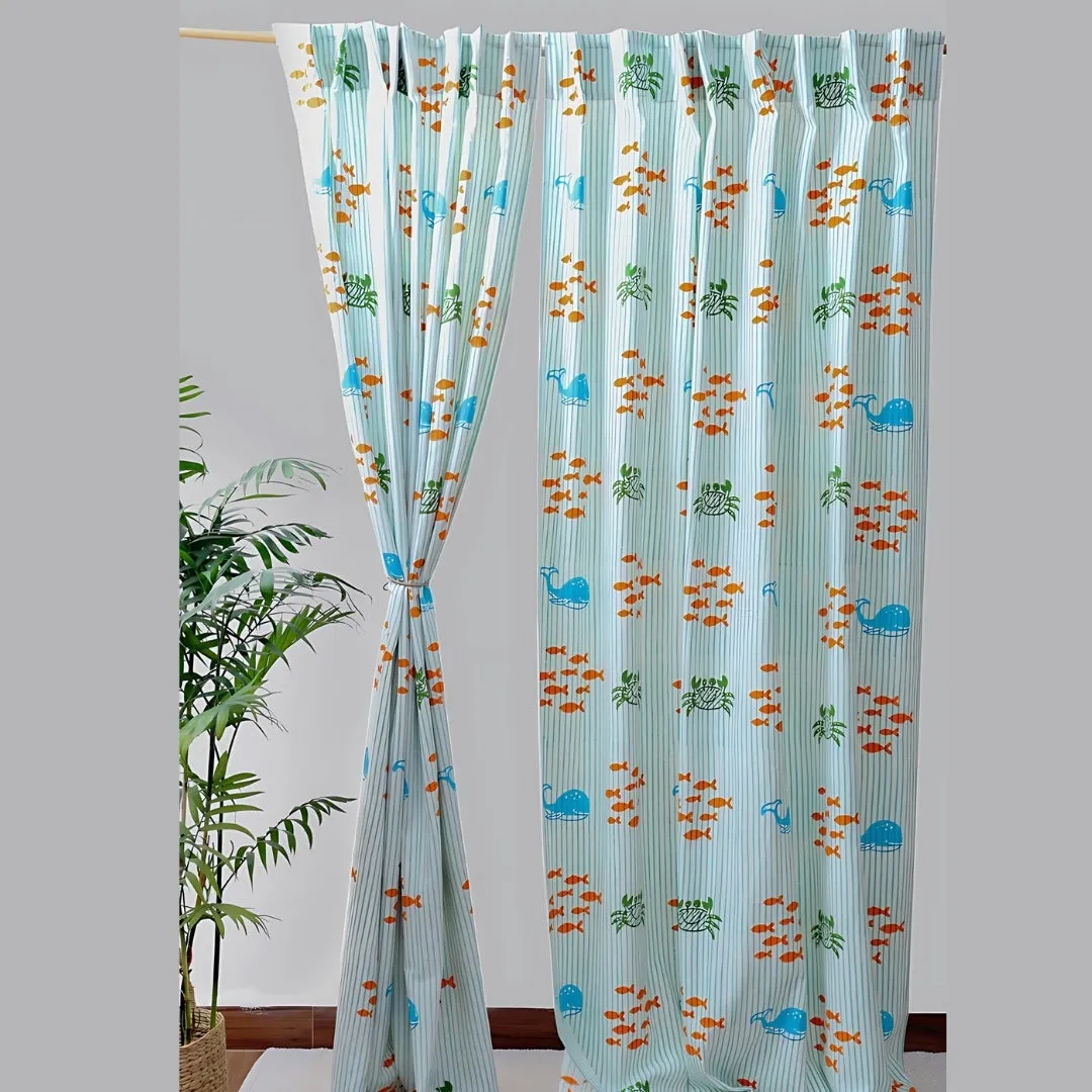 Gudgoodie 100% Cotton Canvas Curtains- Undersea Oasis