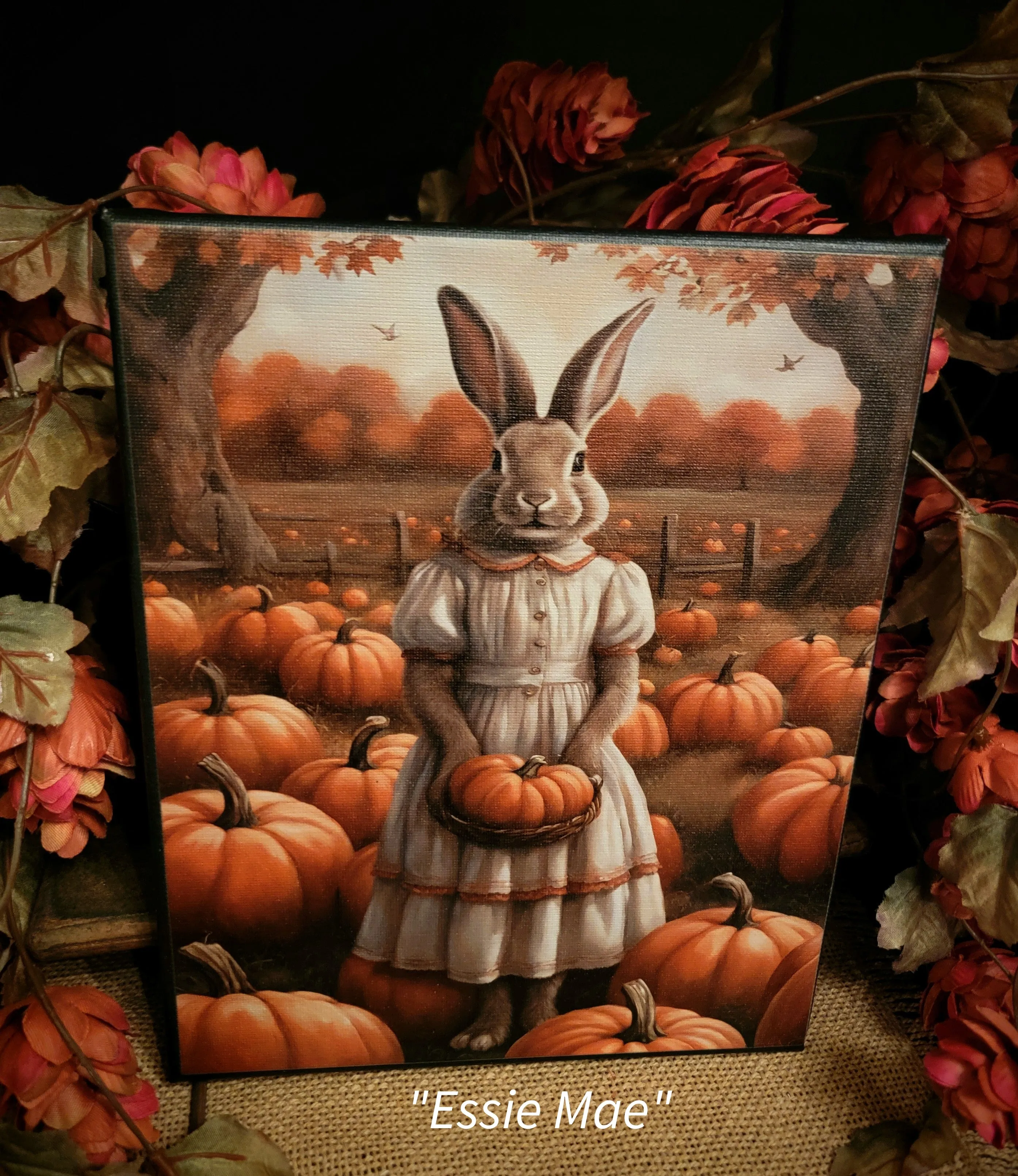 #HGC1059 Harvest Rabbit 🐇 "ESSIE MAE" 8x10 Canvas Print